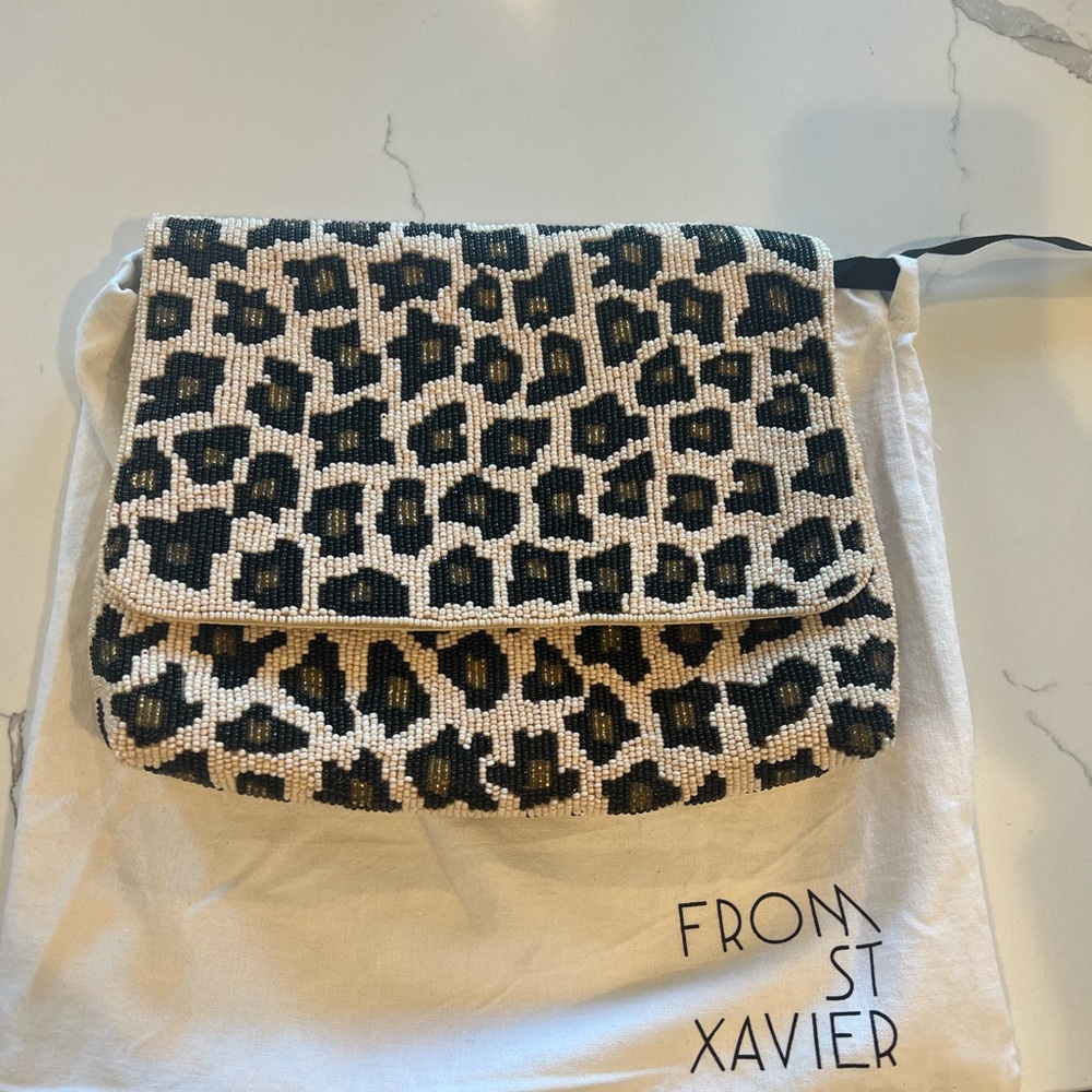 Never worn animal print St. Xavier clutch/crossbody bag